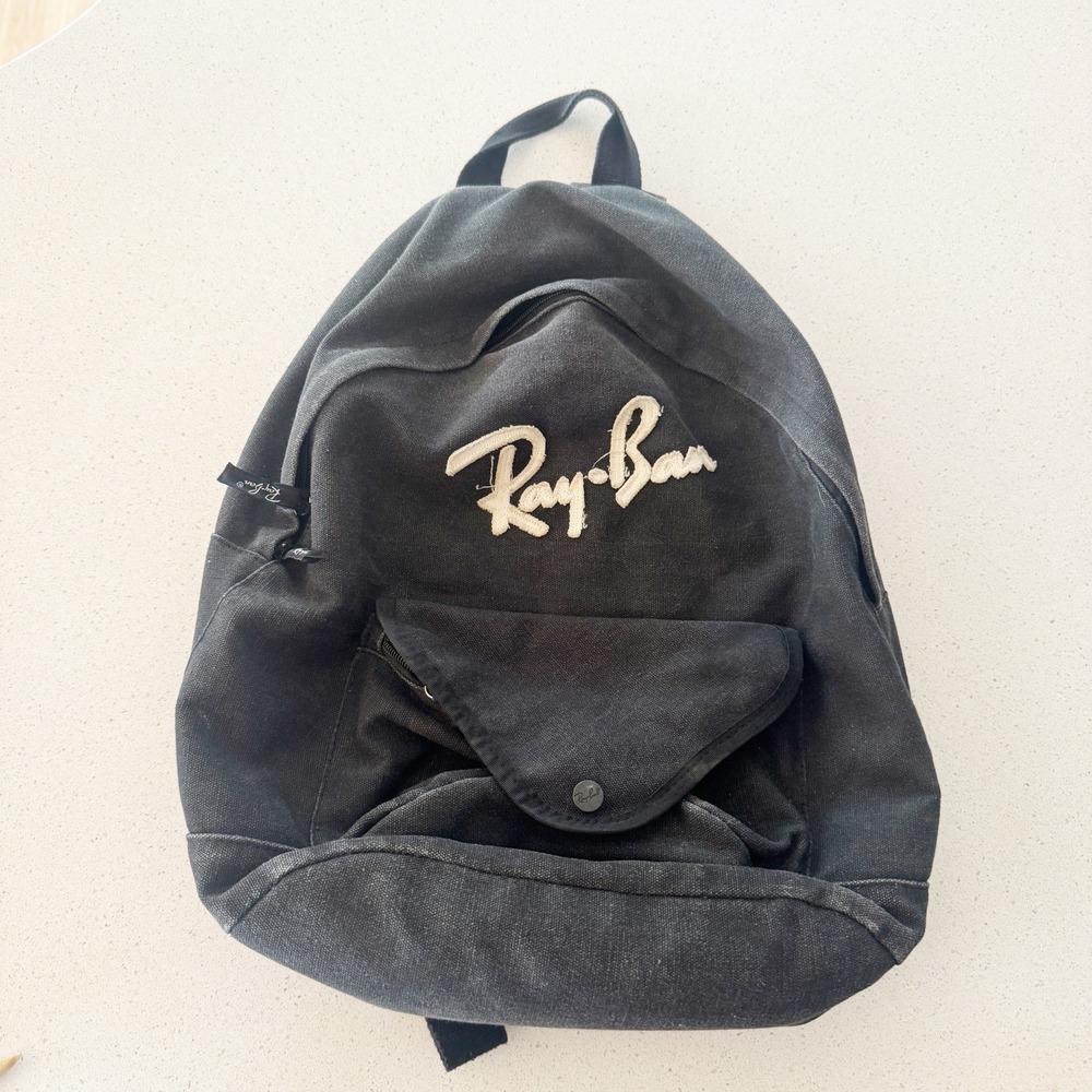Ray Ban Sunglasses Black Backpack  Rare Canvas book bag Back To School Read